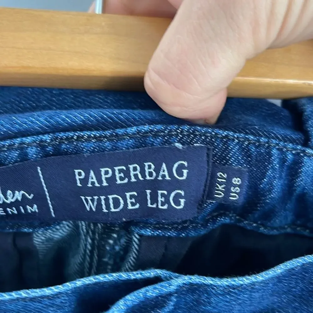 Boden Wide Leg Paperbag belted waisted hi rise Jean trouser pants sz 8 - Picture 8 of 8